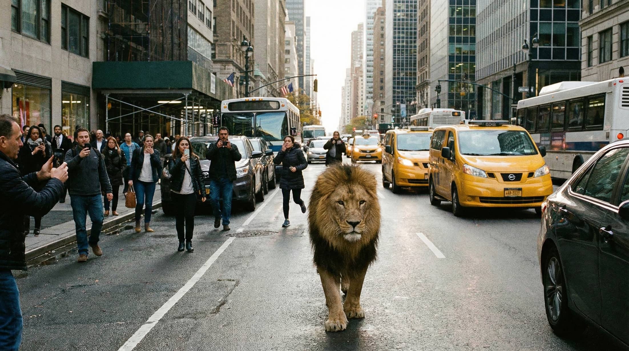 A futuristic city skyline rising through layers of fog